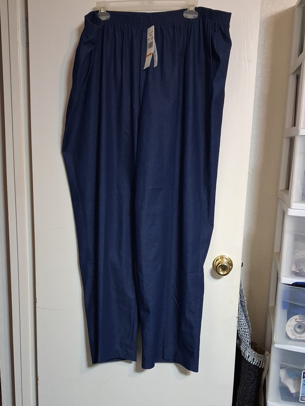 Alfred Dunner Navy Elastic-Waist Chinos Sz 24W